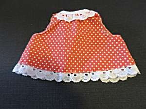 Vintage Doll Dress Red With White Polka Dots Eyelet Lace Trim