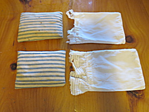 Antique Doll Pillows Ticking Fabric Cases Milk Glass Buttons