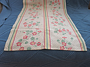 Vintage Table Runner Floral Nastursiums Polka Dot Stripes
