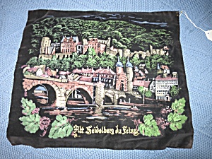 Vintage Heidelburg Germany Velour Painted Pillow Case Cover