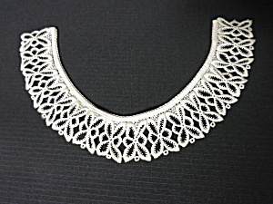 Vintage Crochet Embroidered Lace Edge Collar 14.5 X 2 Inches