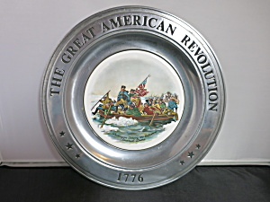 Great American Revolution 1776 Pewter Plate Washington Crossing