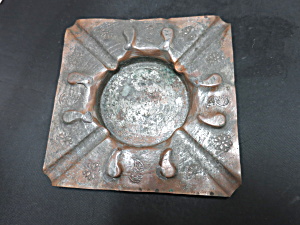 Antique Hand Made Hand Hammered Ashtray Cigar Cigarette Numbered