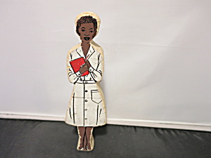 Vintage African American Nurse Doll Wooden 30s To 40s