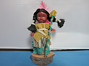 Vintage Indian Doll Canada 1991 Standing On Log 5 Inch