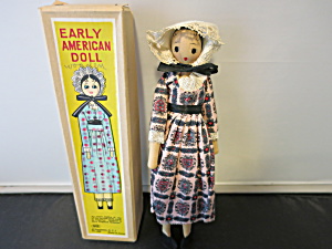 Early American Doll Wooden 1960s In Box