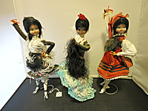 Spanish Dancer Doll Trio 3 With The Stands