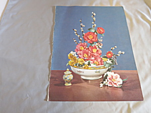 Rose Pussy Willow Bouquet Lithograph Book Print 1950