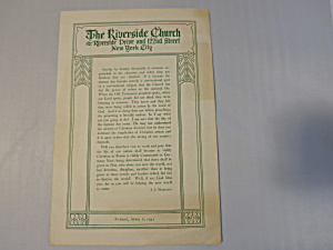 The Riverside Church Bulletin New York City 1941