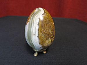 Vintage Polished Onyx Banded Gemstone Egg