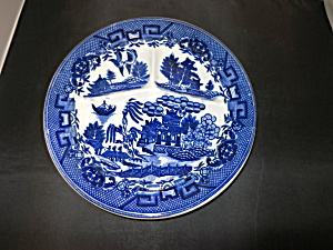Moriyama Blue Willow Divided Grill Plate Made In Japan