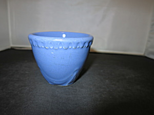 Antique Blue Stoneware Custard Cup Ornate