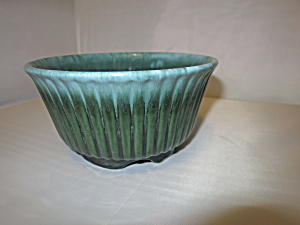 Hull Pottery Green Drip Glaze Ribbed 6 3/4 Inch