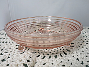 Anchor Hocking Manhattan Pink Depression Glass Footed Candy Dish