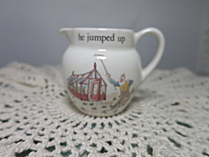Wedgewood Creamer Pitcher With Peter Rabbit Farmer He Jumped Up