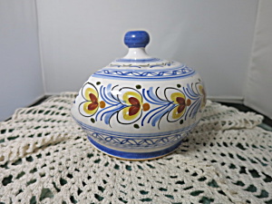 Vintage Spain Open Candy Dish Blue White Yellow Brown