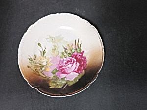 Antique Germany Bread Plate Rose Floral 6 3/8 Inch