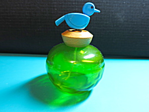 Vintage Green Lucite Perfume Bottle Blue Bird