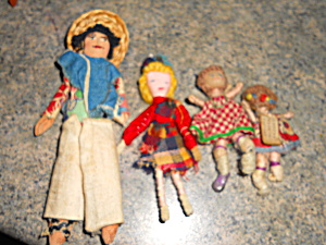Antique Miniature Cotton Spun Wire Dolls