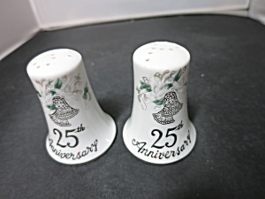 Lefton China 25th Anniversary Salt And Pepper Shakers Bell Motif