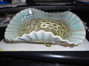 Northwood Yellow Opalescent Glass Footed Bowl