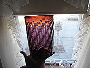 Purple Amethyst Swirl Blown Art Glass Ice Bucket