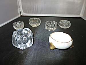 Salt Cellar Cut Pressed Crystal Porcelain Lot Of 6