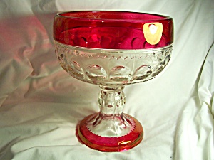 Kings Crown Ruby Flash Glass Compote Indiana