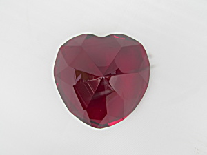 Ruby Red Glass Heart Paperweight Diamond Shape