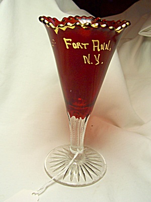 Ruby Glass Souvenir Goblet Fort Ann Ny