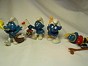 Smurf Figurine Toy Lot Of 4 Peyo 1977 To 79