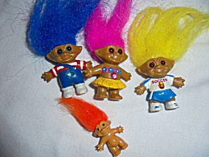 Ace Novelty Troll Lot Of Four Painted