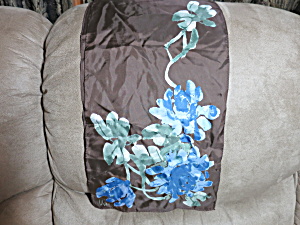 Acetate Vera Signed Scarf Floral 52 X 10 1/4 Inch Brown