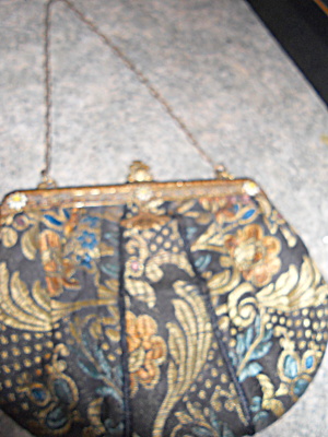 Tapestry Hand Bag Mirror And Change Purse