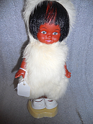 Vintage Eskimo Doll With Stand Original