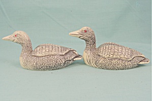Canadian Ivory Colored Resin Loon Pair