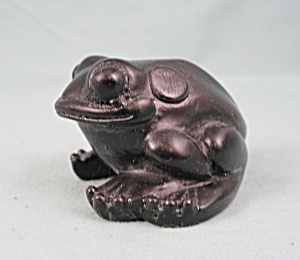 Canadian Hand Crafted Carved Black Resin Frog