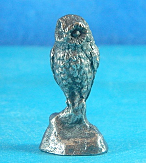 House Of Goebel Silver Plate Miniature Metal Owl