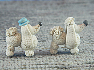 Hand Crafted Miniature Mr. And Mrs Poodle Dogs