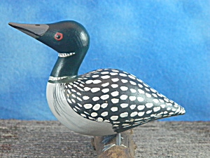 Wood Carved Loon On Drift Wood