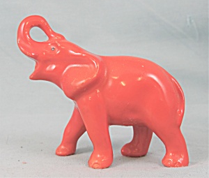 Unmarked Vintage Miniature Porcelain Red Elephant