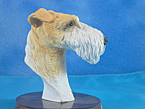 Wire Fox Terrier Resin Bust On Wood Base