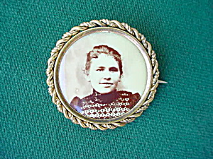 Early, Young Lady Photo Brooch Pinback