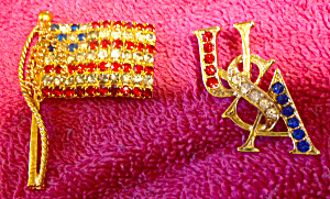 Pair Of Patriotic Brooch Pins