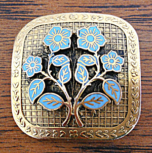 Freirich Enameled Blue Flower Brooch Pin