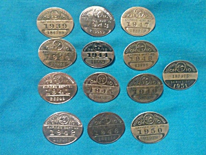 12 Ohio Chauffer Badges 1939-51