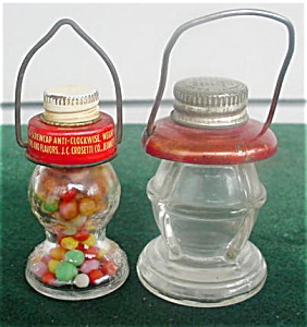 Pr. Of Lantern Glass Candy Containers