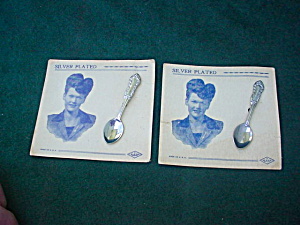 Pr. Silver Plated Spoon Lapel Pins On Card