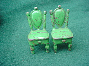 Pr. Of Vintage Cast Iron Doll Furn. Chairs