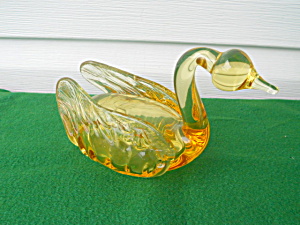 Htf Tiffin Glass Yellow Swan